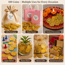 Load image into Gallery viewer, Babymoon 100pcs Gold Pirate Treasure Coins (3.2cm) for Baby Photoshoot Props, Kids | Decorative Add-ons