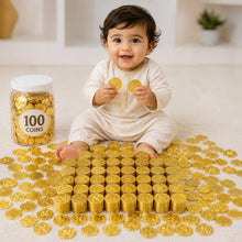 Load image into Gallery viewer, Babymoon 100pcs Gold Pirate Treasure Coins (3.2cm) for Baby Photoshoot Props, Kids | Decorative Add-ons