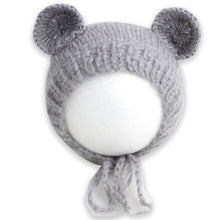 Load image into Gallery viewer, Babymoon Knitted Mohair Baby Hat Cap | Baby Photoshoot Props | 0-3 Months | Grey
