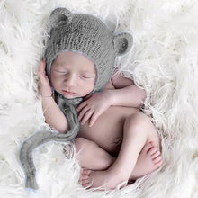 Load image into Gallery viewer, Babymoon Knitted Mohair Baby Hat Cap | Baby Photoshoot Props | 0-3 Months | Grey