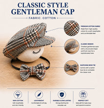 Load image into Gallery viewer, Babymoon Set of 2 | Gentleman French Cap with Bow | Baby Photoshoot Props | Grey-White