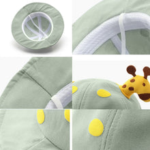 Load image into Gallery viewer, Babymoon Giraffe Baby Boys Girls Kids Summer Cap with Head String Doted Beach Hat | Green | 2-6 Year