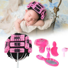 Load image into Gallery viewer, Babymoon | Set of 9 | Baby Hair Curler Wig with Hair Dressing & Make up Kit | Baby Photoshoot Props | Pink