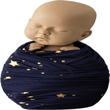 Load image into Gallery viewer, Babymoon Set of 2 | Starry Wrap and Layer | Baby Photography Props | Navy Blue