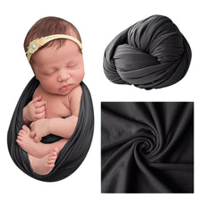 Load image into Gallery viewer, Babymoon Jersey Stretchable Baby Photography Shoot Wrap Cloth | Black