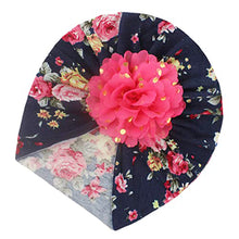 Load image into Gallery viewer, Babymoon Beanie Floral Turban Knot Kids Cap| Darkblue