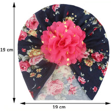 Load image into Gallery viewer, Babymoon Beanie Floral Turban Knot Kids Cap| Darkblue