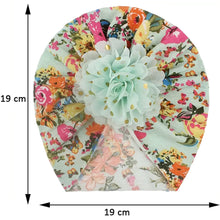 Load image into Gallery viewer, Babymoon Beanie Floral Turban Knot Kids Cap| Green