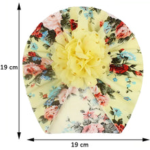 Load image into Gallery viewer, Babymoon Beanie Floral Turban Knot Kids Cap| Yellow