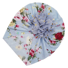 Load image into Gallery viewer, Babymoon Beanie Floral Turban Knot Kids Cap| Grey