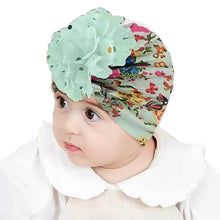 Load image into Gallery viewer, Babymoon Beanie Floral Turban Knot Kids Cap| Green