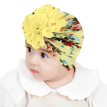 Load image into Gallery viewer, Babymoon Beanie Floral Turban Knot Kids Cap| Yellow