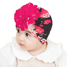 Load image into Gallery viewer, Babymoon Beanie Floral Turban Knot Kids Cap| Darkblue