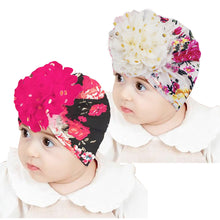Load image into Gallery viewer, Babymoon Beanie Floral Turban Knot Kids Cap| Pack Of 2