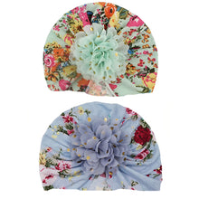 Load image into Gallery viewer, Babymoon Beanie Floral Turban Knot Kids Cap| Pack Of 2