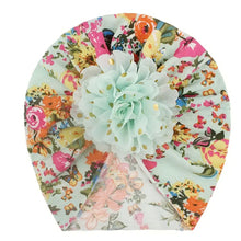 Load image into Gallery viewer, Babymoon Beanie Floral Turban Knot Kids Cap| Green