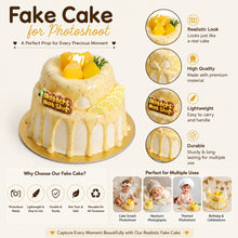 Load image into Gallery viewer, Babymoon Artificial Simulation Large Double-Tier Lemon Cake Model for Baby Photoshoot Props | Decorative Add-ons