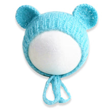Load image into Gallery viewer, Babymoon Knitted Mohair Baby Hat Cap | Baby Photoshoot Props | 0-3 Months | Light Blue