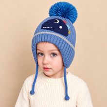 Load image into Gallery viewer, Babymoon Baby Dinosaur Design Cap with String Winter Kids Hat Boys Girls Caps | Blue | 1-15 Years