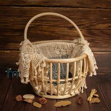 Load image into Gallery viewer, Babymoon Rustic Cane Lotus Basket | Wooden Properties | Baby Photography Props