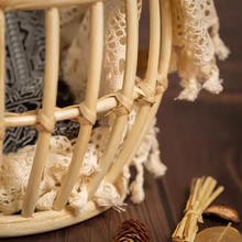 Load image into Gallery viewer, Babymoon Rustic Cane Lotus Basket | Wooden Properties | Baby Photography Props