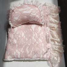 Load image into Gallery viewer, Babymoon Lace Mattress Cushion &amp; Pillow | Posing Props | Baby Photography Props | Pink
