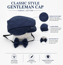 Load image into Gallery viewer, Babymoon Set of 2 | Gentleman French Cap with Bow | Baby Photoshoot Props | Navy Blue