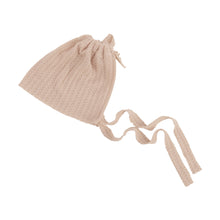 Load image into Gallery viewer, Babymoon Waffle Beanie Cap with String | Baby Photography Props | Beige