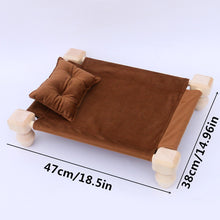 Load image into Gallery viewer, Babymoon Velvet Cover Wooden Bed | Wooden Properties | Pillow | Baby Photoshoot Props | Brown