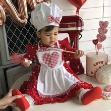 Load image into Gallery viewer, Babymoon | Set of 2 | Baby Girl' s Designer Baker's Chef Costume With Chef Cap | Baby Photoshoot Props | Costume | 0-1 Yr | White