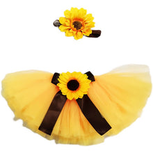 Load image into Gallery viewer, Babymoon Sunflower Costume | Tutu Skirt with Hairband | 0-1 Month | Set of 2 | Yellow