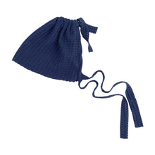 Load image into Gallery viewer, Babymoon Waffle Beanie Cap with String | Baby Photography Props | Navy Blue