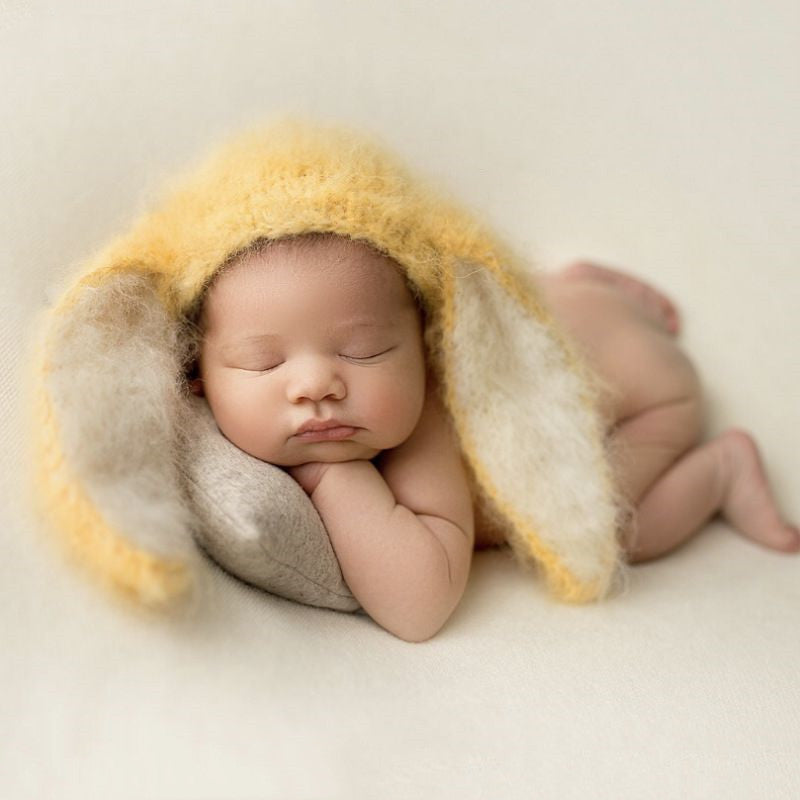 Babymoon Big Rabbit Ears Bonnet Hat | Baby Photography Hat | Yellow
