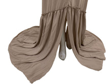 Load image into Gallery viewer, Babymoon Puff Sleeve Front Slit Maternity Gown Dress | Beige