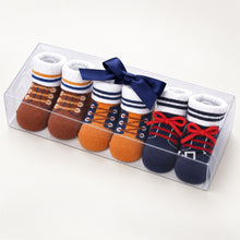 Load image into Gallery viewer, Babymoon Set of 3 | Non-Skid, Anti Slip Baby Socks Gift Box | Safety Protector | 0-9M | Coffee