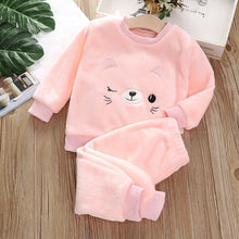 Load image into Gallery viewer, Babymoon Set of 2 | Baby Sleepwear Nightsuit Kid’s Nightdress T-shirt with Pants Pajamas Winter Sweater | Pink