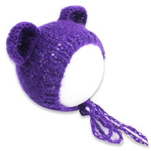 Load image into Gallery viewer, Babymoon Knitted Mohair Baby Hat Cap | Baby Photoshoot Props | 0-3 Months | Purple