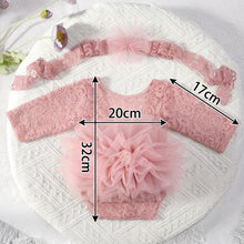 Load image into Gallery viewer, Babymoon Set of 2 | Fluffy Romper & Hairband | Baby Photoshoot Props Costumes | Pink | 0-1 Month