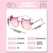 Load image into Gallery viewer, Babymoon Baby Boys Girls Cat Style Unisex Kids Sunglasses with Case | Baby Return Gift Set | Pink-Purple