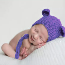Load image into Gallery viewer, Babymoon Knitted Mohair Baby Hat Cap | Baby Photoshoot Props | 0-3 Months | Purple