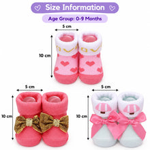 Load image into Gallery viewer, Babymoon Set of 3 | Non-Skid, Anti Slip Baby Socks Gift Box | Safety Protector | 0-9M | Pink