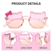 Load image into Gallery viewer, Babymoon Baby Boys Girls Cat Style Unisex Kids Sunglasses with Case | Baby Return Gift Set | Pink-Purple