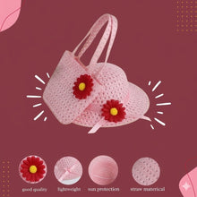 Load image into Gallery viewer, Babymoon Set of 2 | Baby Girls Summer Sunflower Straw Kids Sun Hat with Sling Purse Handbag | Beach Hat | 2-6 Years | Pink