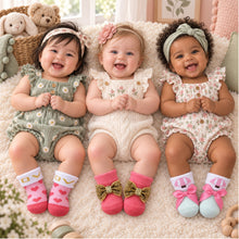 Load image into Gallery viewer, Babymoon Set of 3 | Non-Skid, Anti Slip Baby Socks Gift Box | Safety Protector | 0-9M | Pink