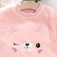 Load image into Gallery viewer, Babymoon Set of 2 | Baby Sleepwear Nightsuit Kid’s Nightdress T-shirt with Pants Pajamas Winter Sweater | Pink