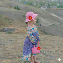 Load image into Gallery viewer, Babymoon Set of 2 | Baby Girls Summer Sunflower Straw Kids Sun Hat with Sling Purse Handbag | Beach Hat | 2-6 Years | Pink