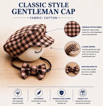 Load image into Gallery viewer, Babymoon Set of 2 | Gentleman French Cap with Bow | Baby Photoshoot Props | Pink-Brown
