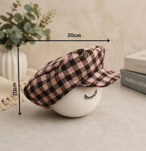 Load image into Gallery viewer, Babymoon Set of 2 | Gentleman French Cap with Bow | Baby Photoshoot Props | Pink-Brown