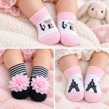 Load image into Gallery viewer, Babymoon Set of 3 | Non-Skid, Anti Slip Baby Socks Gift Box | Safety Protector | 0-9M | Light Pink