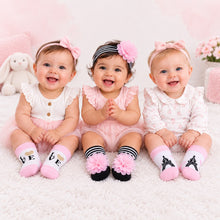 Load image into Gallery viewer, Babymoon Set of 3 | Non-Skid, Anti Slip Baby Socks Gift Box | Safety Protector | 0-9M | Light Pink